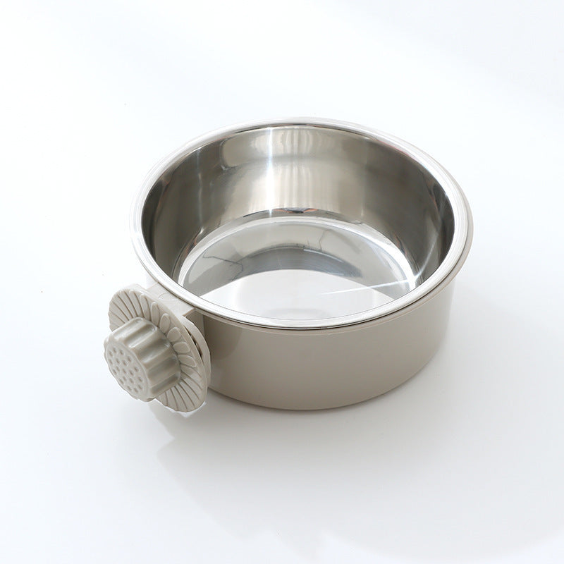 PetTime fixed hanging 2-in-1 anti-overturning pet bowl with secure mounting and dual compartments for food and water.