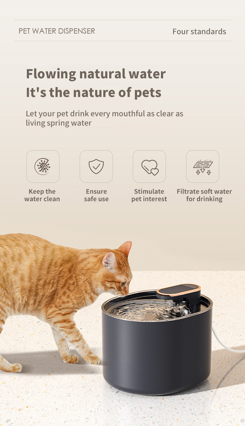 PetTime intelligent pet water dispenser with a transparent water reservoir and modern design for easy hydration.