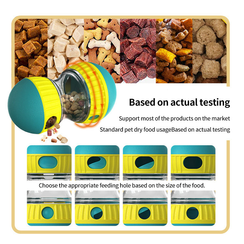 PetTime rolling food training dog toy with compartments for treats, designed to keep dogs engaged and stimulate their minds.
