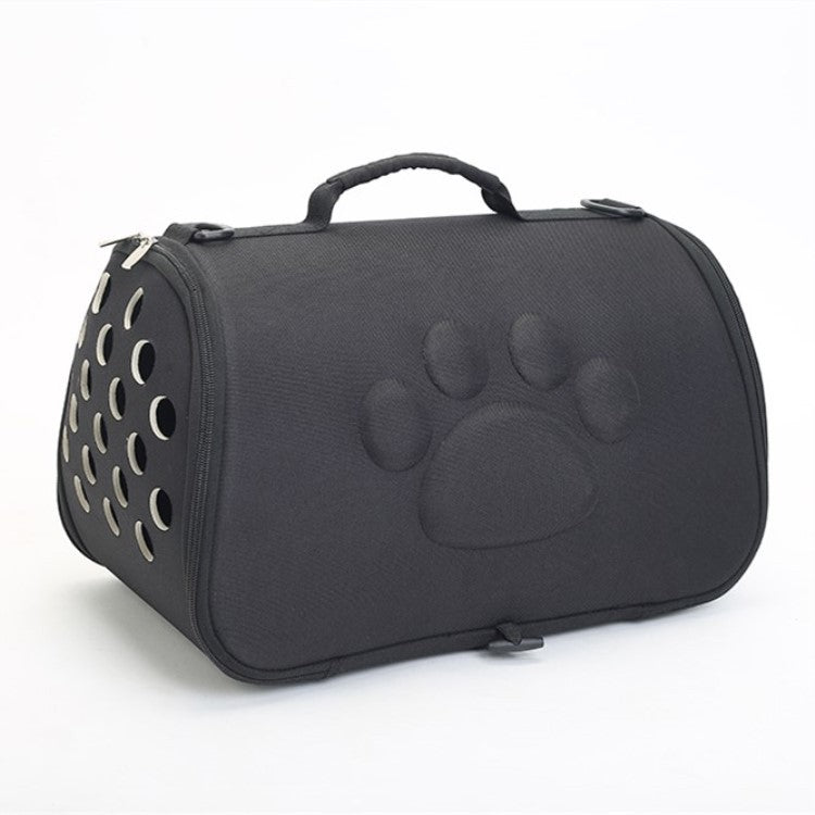 PetTime portable pet bag shown with breathable mesh sides, adjustable straps, and compact design for easy pet transport.