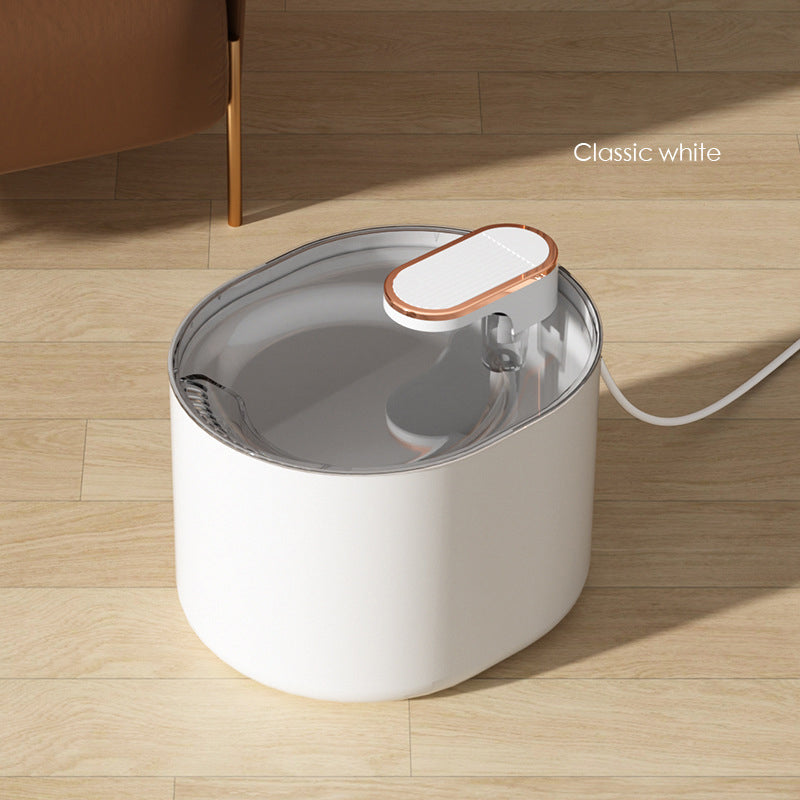 PetTime intelligent pet water dispenser with a sleek design and water reservoir for easy pet hydration.