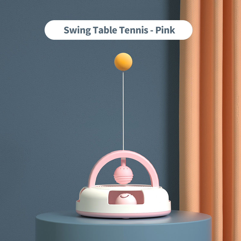 Gravity table tennis cat toy with catnip ball for cats, featuring a playful design to stimulate activity and entertainment.