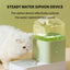 PetTime automatic cat water dispenser and dog feeder, clear plastic container with spout for easy access to fresh water and food.
