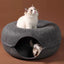 PetTime felt cat nest and donut tunnel for four seasons, cozy universal cat bed with soft felt fabric and tunnel design.