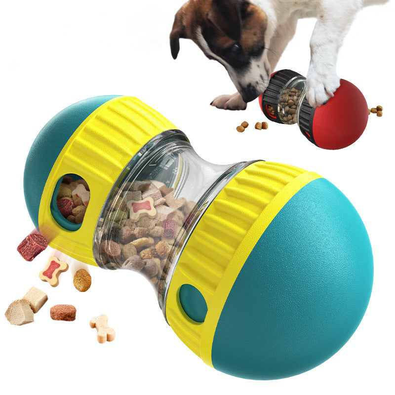 PetTime rolling food training dog toy with compartments for treats, durable plastic, designed to engage and stimulate dogs during training.