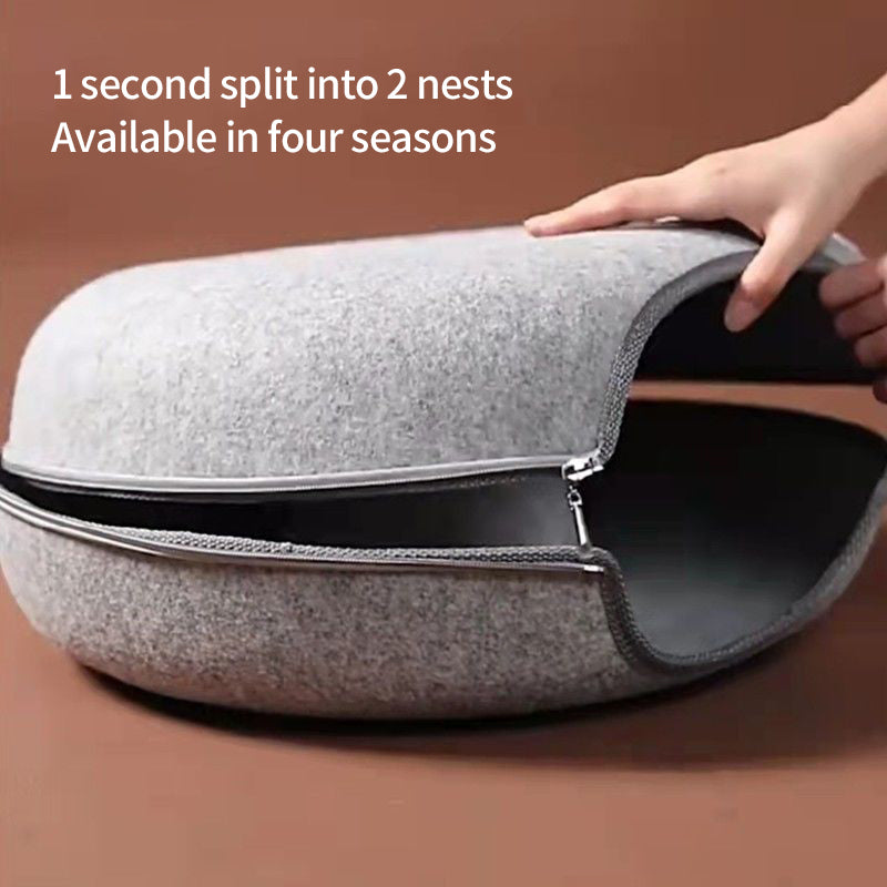 Felt four seasons universal donut tunnel cat nest by PetTime, cozy round cat bed with soft felt material for all weather comfort.