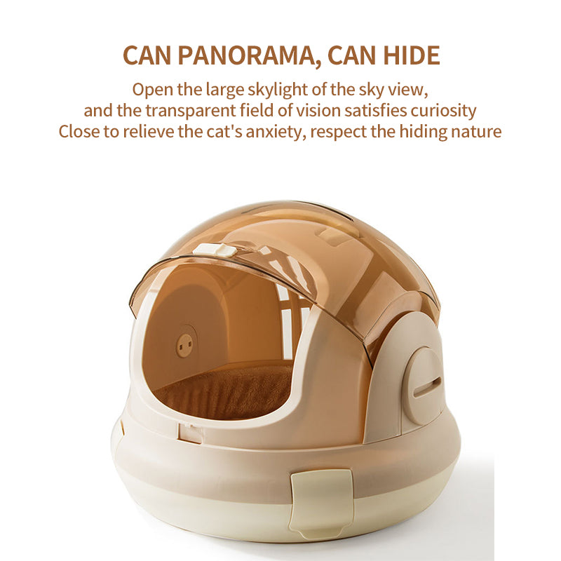 PetTime cat portable space capsule with transparent window and soft interior, designed for travel and comfort.