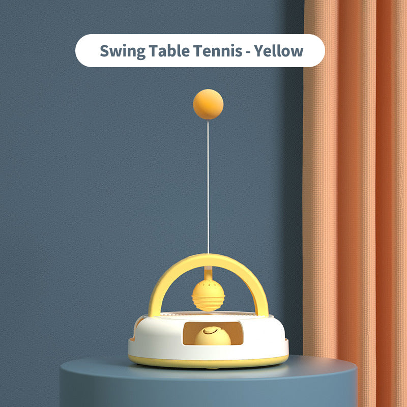 PetTime gravity table tennis cat toy with colorful ball and catnip, designed to entertain cats with interactive play.