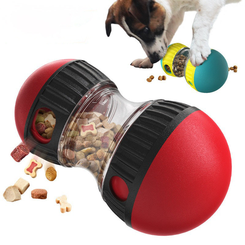 PetTime rolling food training dog toy with adjustable compartments for interactive feeding and mental stimulation.