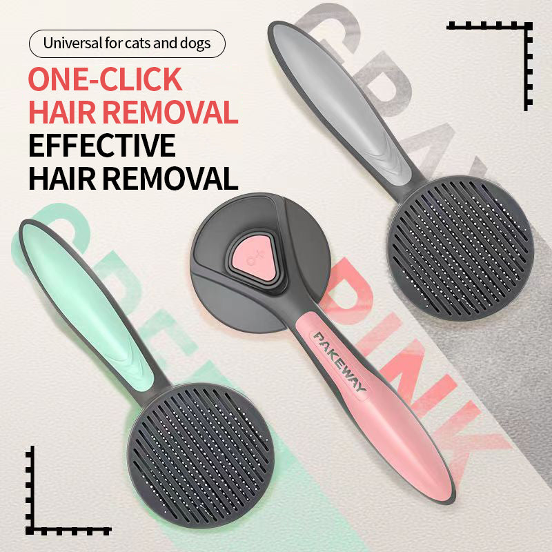 PetTime Pet Brush Pakeway self-cleaning grooming brush with ergonomic handle, shown in a close-up image.