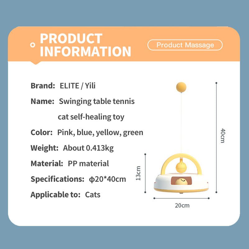 PetTime gravity table tennis cat toy with a catnip ball for interactive feline play and entertainment.