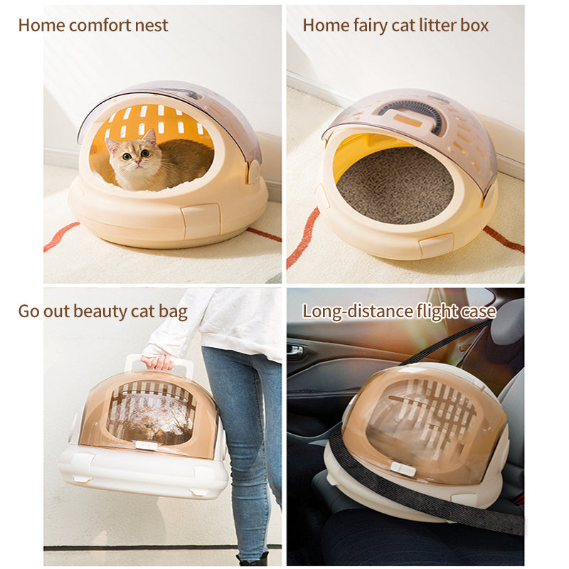 PetTime cat portable space capsule with transparent viewing window for comfortable travel and pet safety.