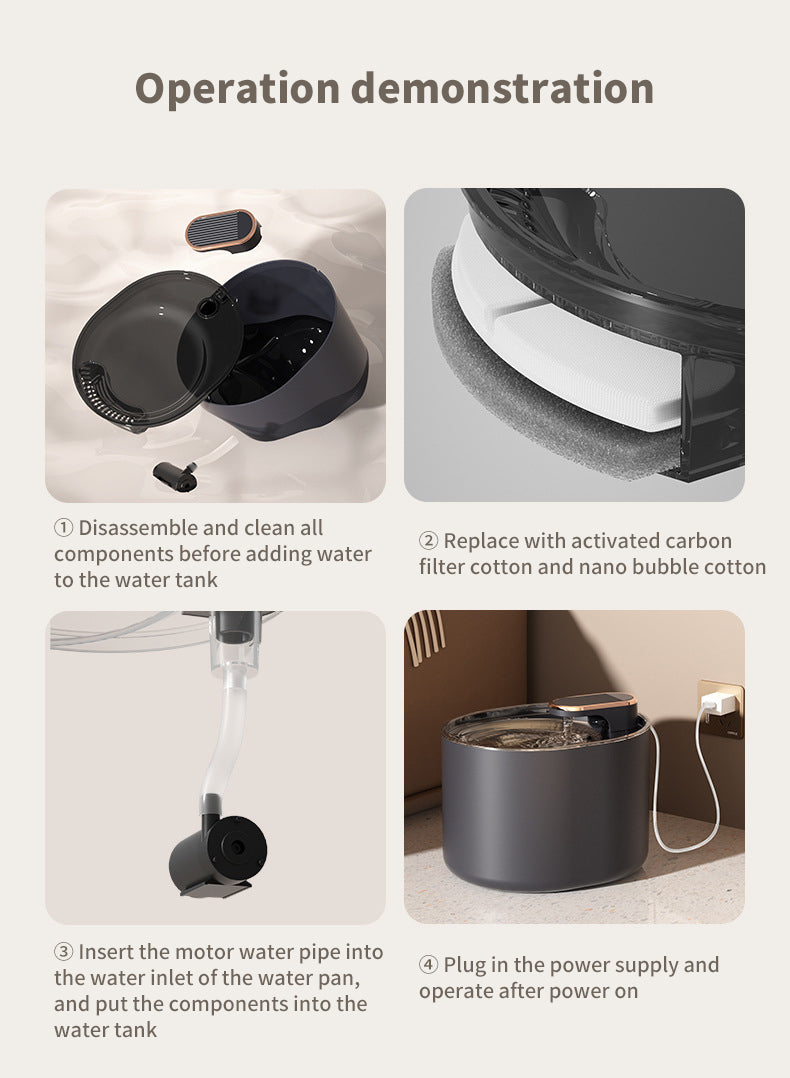 PetTime intelligent pet water dispenser with a clear water reservoir and modern design, suitable for dogs and cats.