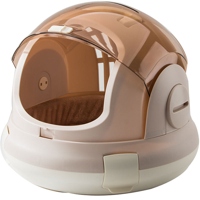 PetTime cat portable space capsule showcasing a cozy, lightweight travel carrier with secure zippers and comfortable interior.