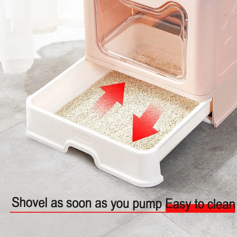 PetTime fully enclosed cat litter box with high sides and door for odor control and privacy for indoor cats.