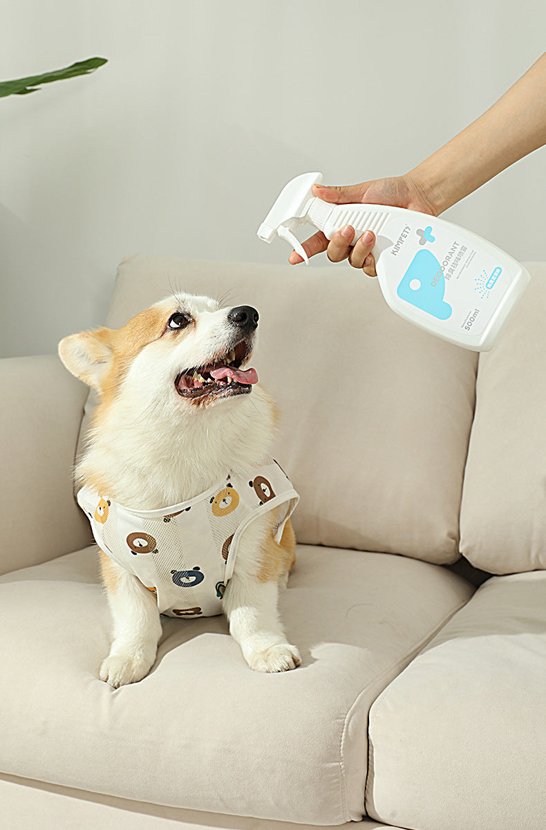 PetTime pet disinfection spray bottle with spray nozzle, showing the product's label and packaging for disinfecting pets.