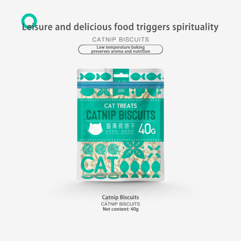 PetTime catnip snack cookies featuring crunchy biscuits with fresh catnip for feline treats.