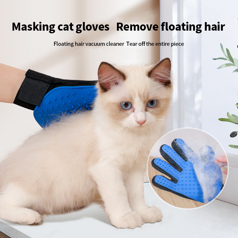 PetTime pet massage shower gloves with flexible silicone bristles for gentle pet grooming and bathing.