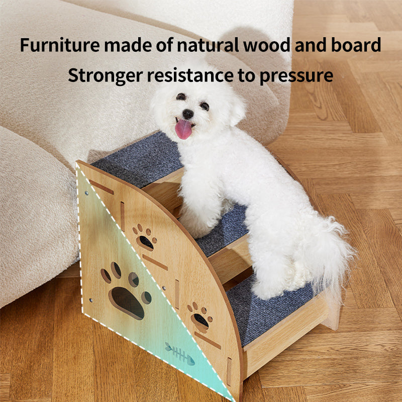 PetTime wooden pet staircase with anti-slip steps, designed to help small pets climb easily and safely.
