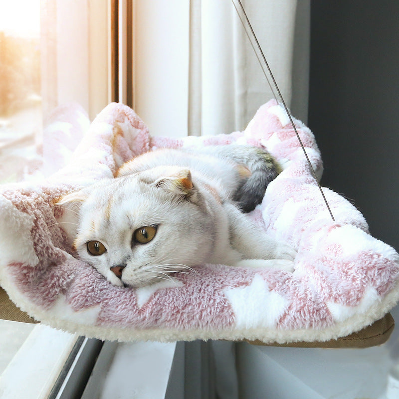 PetTime window-mounted pet nest bed with soft cushion, designed for cozy outdoor or indoor resting spots for cats and small pets.