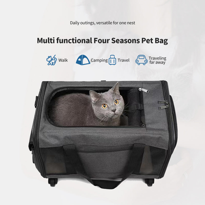 PetTime pet trolley with single shoulder strap, portable crossbody suitcase designed for easy travel with pets