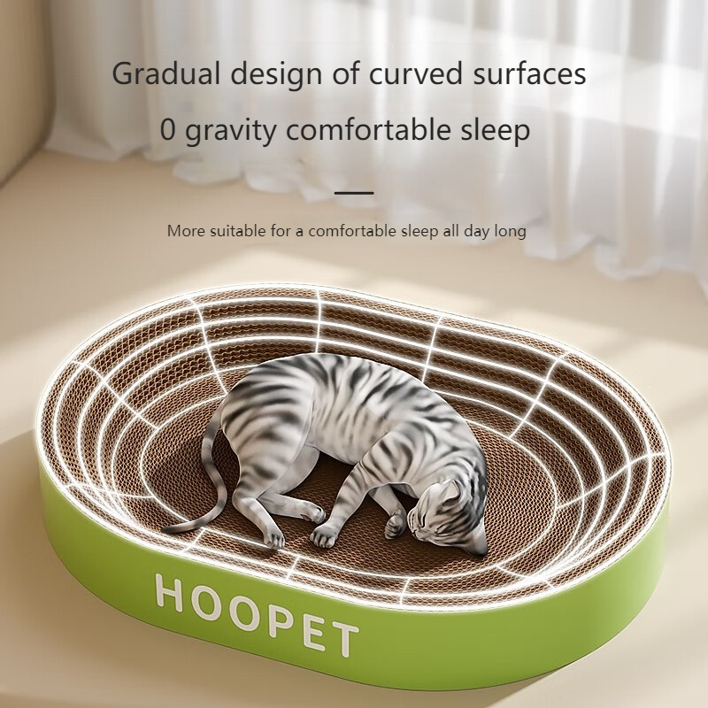 PetTime cat scratch board nest with cozy design, providing a scratching surface and comfortable resting spot for cats.