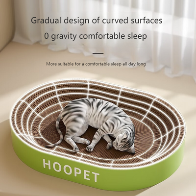 PetTime cat scratch board nest with cozy design, providing a scratching surface and comfortable resting spot for cats.
