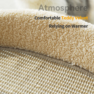 PetTime sisal cat scratching board and cozy cat bed combo, with sisal surface and soft fabric for feline comfort and entertainment.