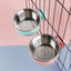 PetTime fixed hanging 2-in-1 anti-overturning pet bowl with dual compartments for food and water, securely mounted for pets.