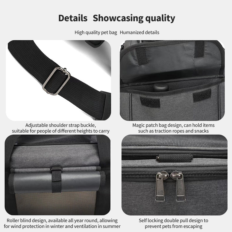 PetTime pet trolley with shoulder strap, portable crossbody suitcase designed for carrying small pets comfortably.