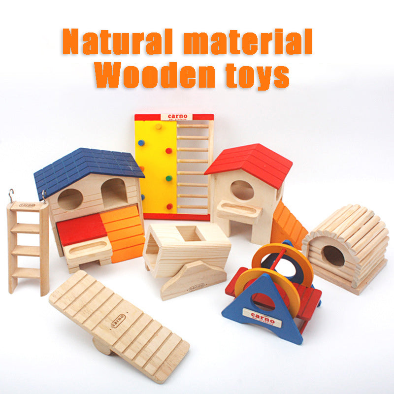 PetTime hamster double decker wooden house with multiple levels and cozy interior for small rodents.
