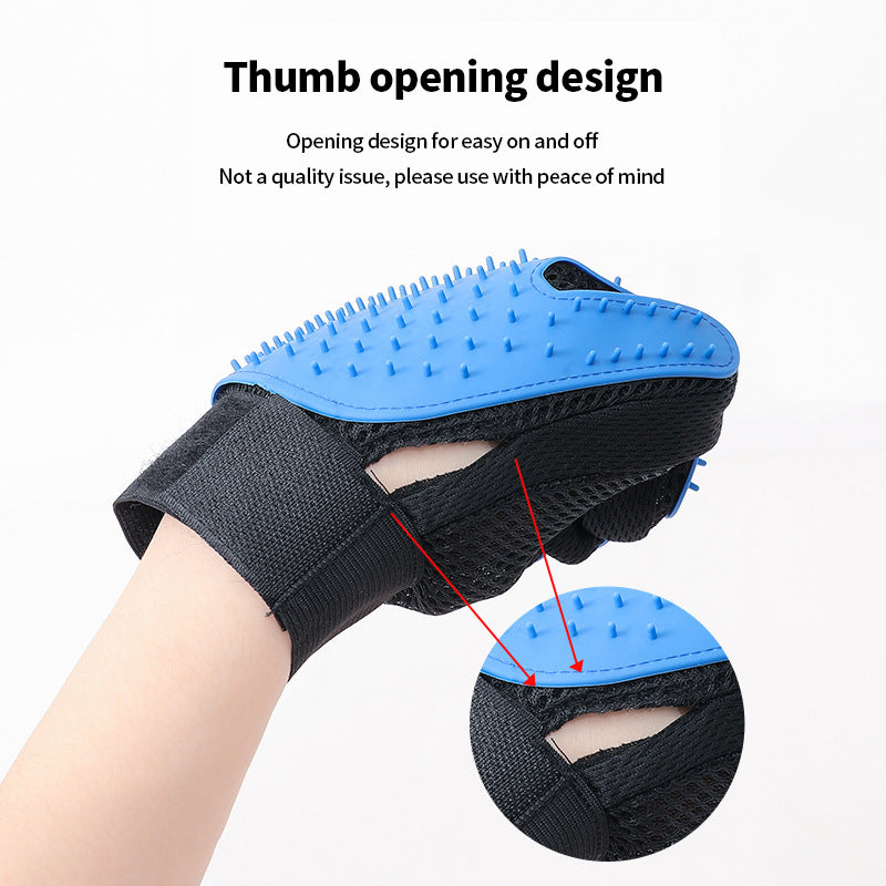 PetTime pet massage shower gloves with textured surface for gentle grooming and bathing of dogs and cats in the shower.