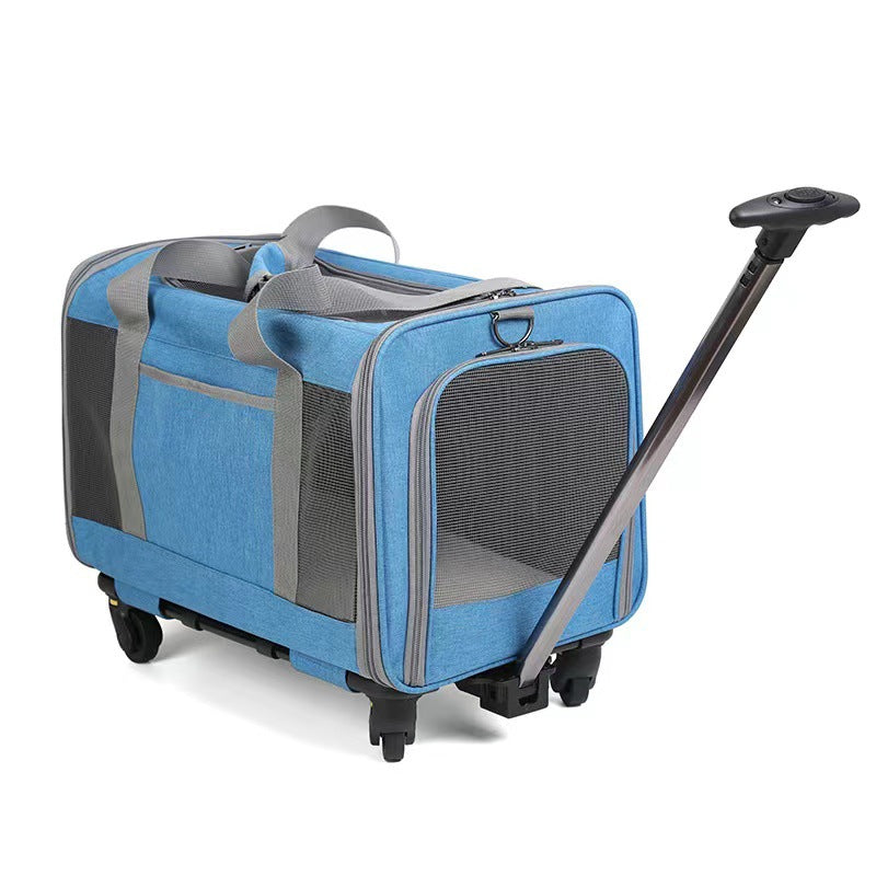 PetTime pet trolley with single shoulder strap, portable crossbody suitcase designed for pet travel, shown in the image.