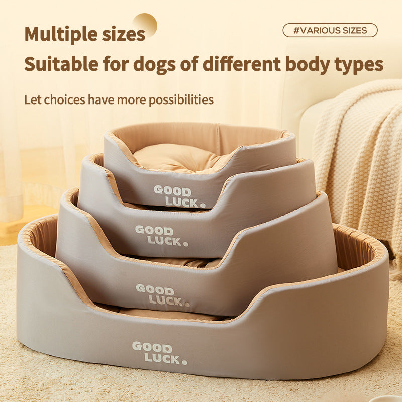 PetTime four season pet bed with soft, cozy fabric in neutral tones for all-weather comfort and restful sleep.