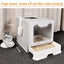 PetTime fully enclosed cat litter box with high sides and door for privacy and odor control, shown in a clean, modern design.