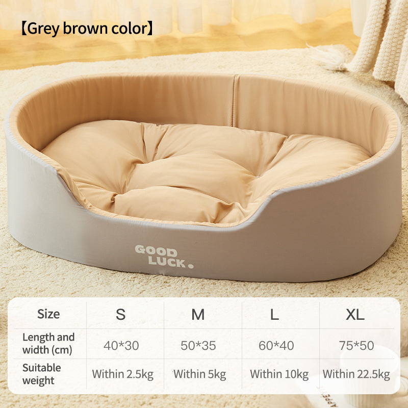 PetTime four season pet bed with plush fabric and cozy design, suitable for indoor use in all weather conditions.