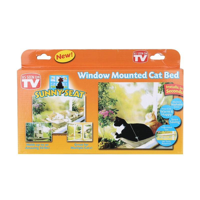 Window mounted PetTime pet nest bed attached to a window, cozy and soft for small pets to rest comfortably near natural light.