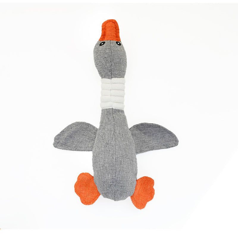 PetTime dog squeaky plush duck chew toy with soft fabric and squeaker for interactive play and chewing fun.