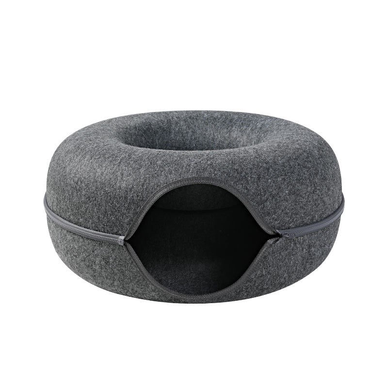 （Pet Time）Felt cat nest four seasons universal donut tunnel removable and washable round semi-enclosed cat nest