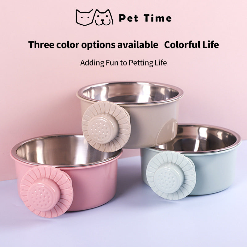 PetTime fixed hanging 2-in-1 anti-overturning pet bowl with sturdy design and secure mounting for easy feeding.