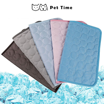 PetTime cooling pet summer ice silk mat with a soft, lightweight surface designed to keep dogs and cats comfortable in warm weather.