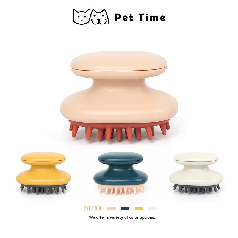 PetTime Pet Shower Beauty Massage Brush with soft bristles, designed for gentle pet grooming and bathing.