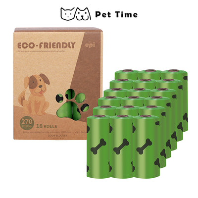 PetTime dog poop bags for collecting excrement, showing biodegradable waste disposal bags with handles for easy cleanup.