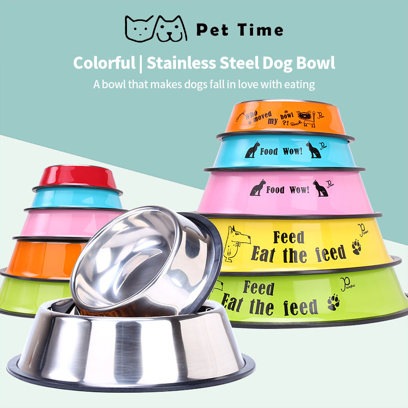 PetTime stainless steel pet bowl with a shiny, durable design, suitable for food or water for dogs and cats.