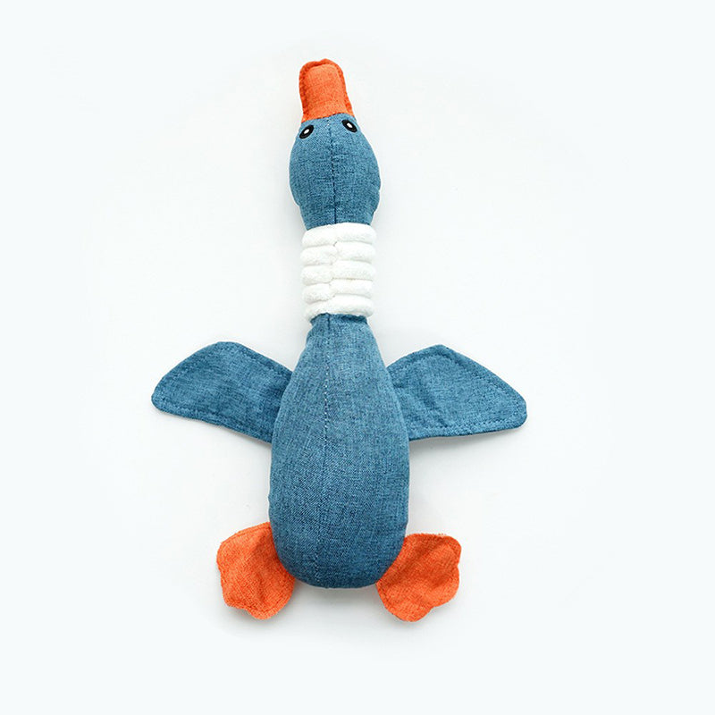 PetTime dog squeaky plush chew toy shaped like a duck, soft and durable for playful chewing and squeaking fun.
