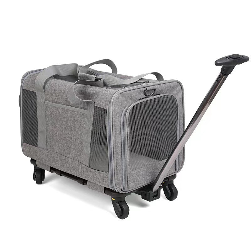 PetTime pet trolley with single shoulder strap, portable crossbody suitcase designed for travel with small pets.