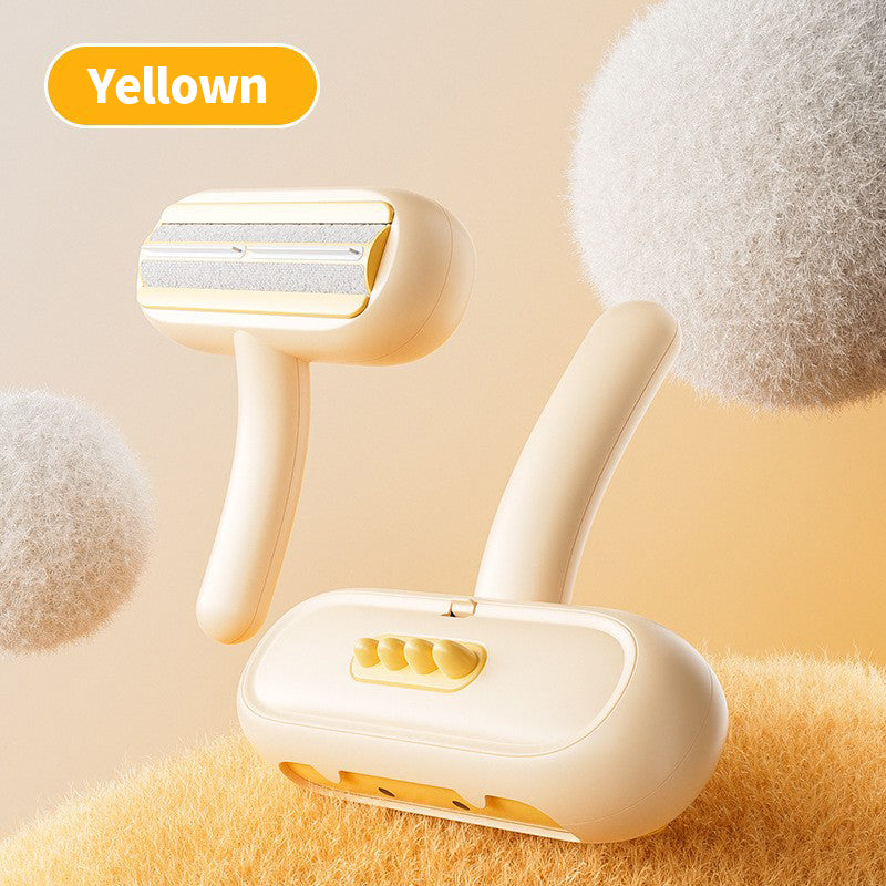 PetTime double-sided pet hair removal brush with ergonomic handle and sticky surface for easy fur cleaning.