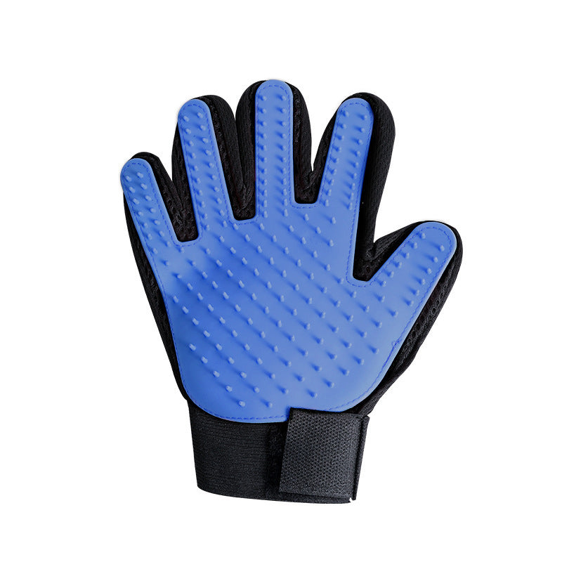 PetTime pet massage shower gloves for gentle bathing and grooming, showing soft silicone bristles and adjustable straps.