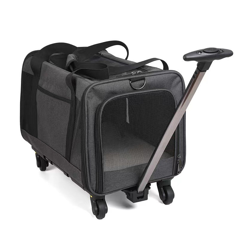 PetTime pet trolley with single shoulder strap, portable crossbody suitcase designed for pet transport and travel.