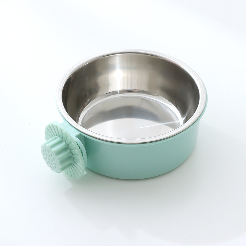 PetTime fixed hanging 2-in-1 anti-overturning pet bowl with a secure wall mount and dual compartments for food and water.